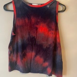 red and blue tie-dye tank top